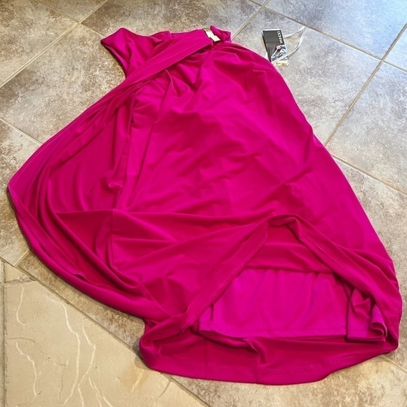 NWT Donna Ricco New York Fuchsia Pink Barbie Mini Sheath Dress Sz 2 Stretchy - Picture 3 of 9